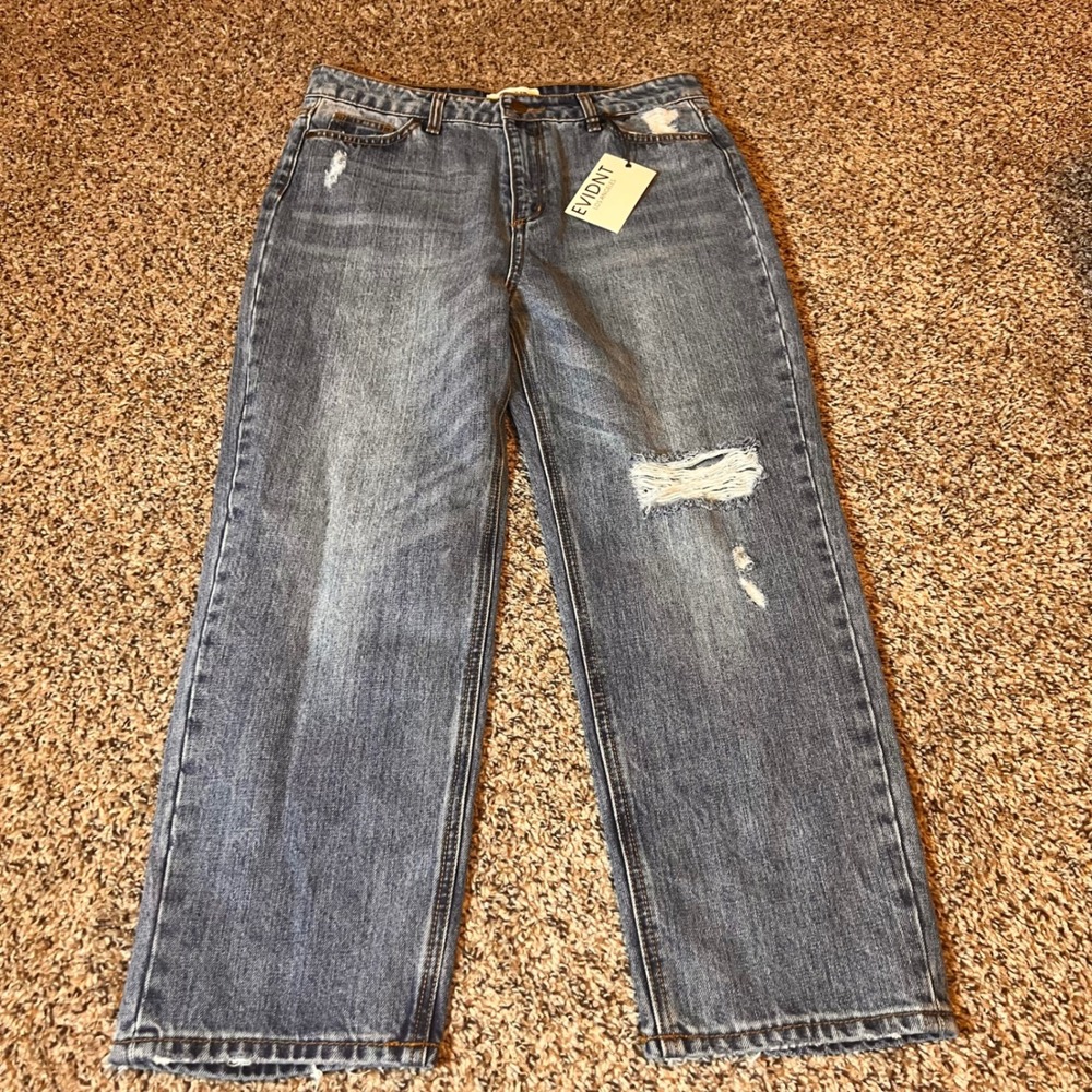 EVIDNT LA Distressed‎ Jeans High Rise Straight Leg Denim Size 28